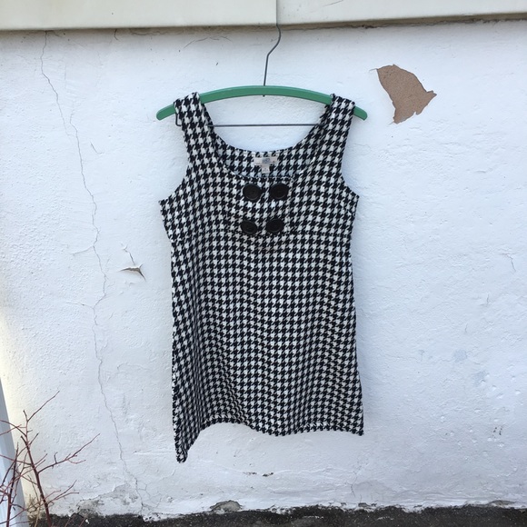 Houndstooth wool blend sleeveless dress - Picture 2 of 8